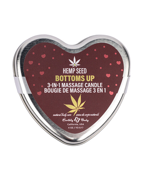 Earthly Body Earthly Body 2025 Valentines 3 in 1 Massage Heart Candle - 4.7 oz Bottom's Up