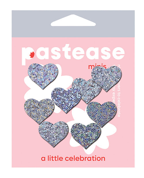 Pastease Pastease Mini Glitter Hearts - Silver Pack of 8