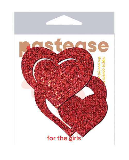 Pastease Pastease Glitter Peek a Boob Hearts - Red O/S