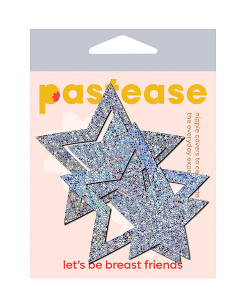 Pastease Pastease Glitter Peek a Boob Stars - Silver O/S