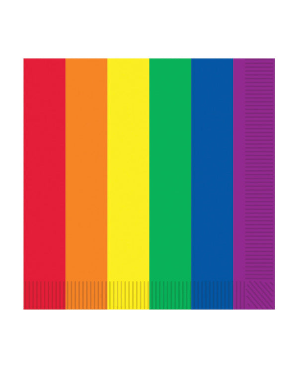 Beistle Pride Luncheon Napkins - Rainbow Pack of 16