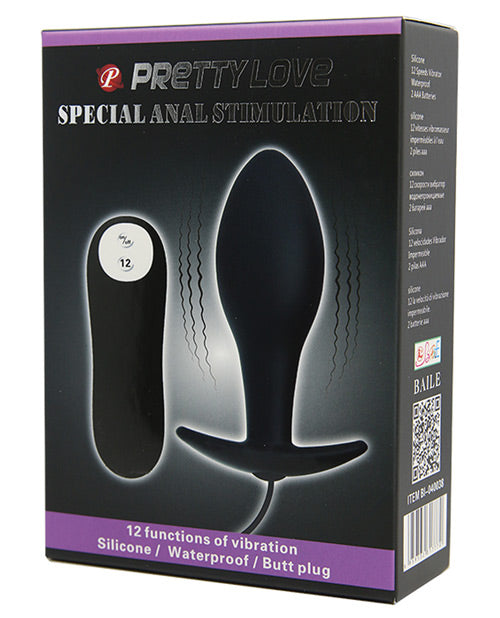 Pretty Love Pretty Love Vibrating Bulb Shaped Butt Plug - Black