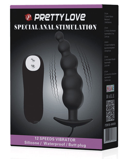 Pretty Love Pretty Love Vibrating Bead Shaped Butt Plug - Black