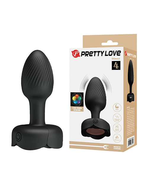 Pretty Love Pretty Love Olman Small Butt Plug w/Multi Color Bottom Light - Black