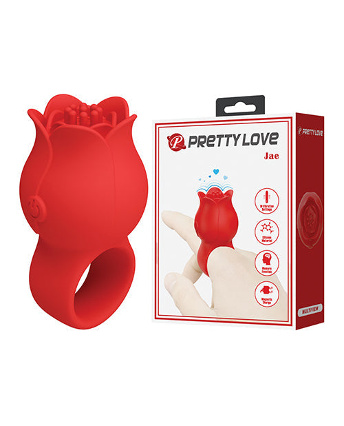 Pretty Love Pretty Love Jae Floral Ring Finger Vibrator - Red