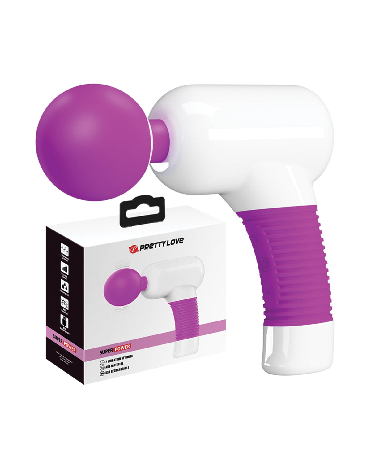 Pretty Love Pretty Love Super Power Fun Gun Massager - White/Fuchsia