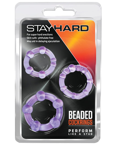 Stay Hard Blush Stay Hard Beaded Cock Rings - Purple Pack of 3