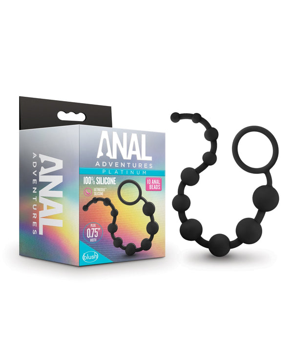 Anal Adventures Blush Anal Adventures Platinum Silicone 10 Anal Beads - Black