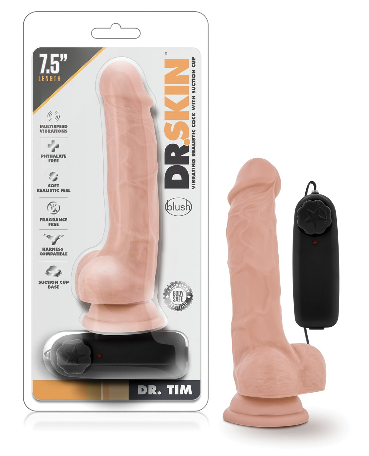 Dr. Skin Blush Dr. Skin Dr. Tim 7.5" Cock w/Suction Cup - Vanilla