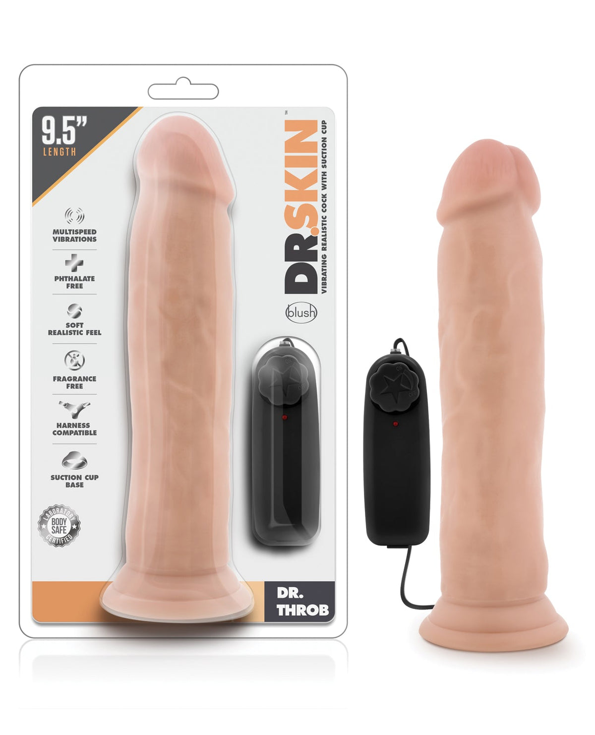Dr. Skin Blush Dr. Skin Dr. Throb 9.5" Cock w/Suction Cup - Vanilla