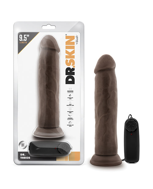 Dr. Skin Blush Dr. Skin Dr. Throb 9.5" Cock w/Suction Cup - Chocolate