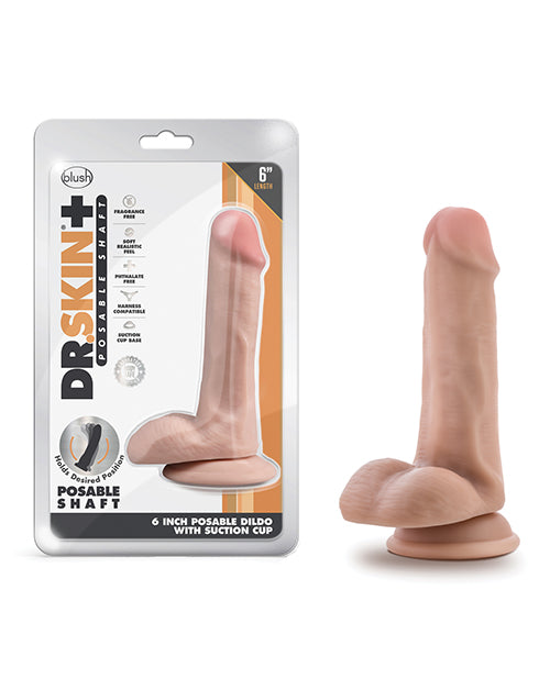 Dr. Skin Blush Dr. Skin Plus 6" Posable Dildo With Balls - Vanilla