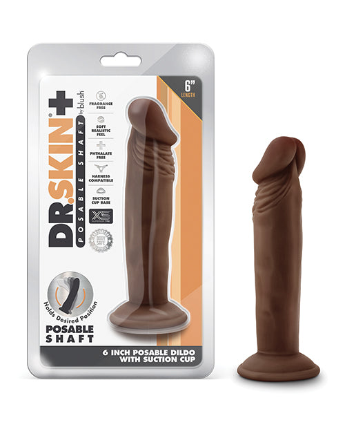 Dr. Skin Blush Dr. Skin Plus 6" Posable Dildo - Chocolate