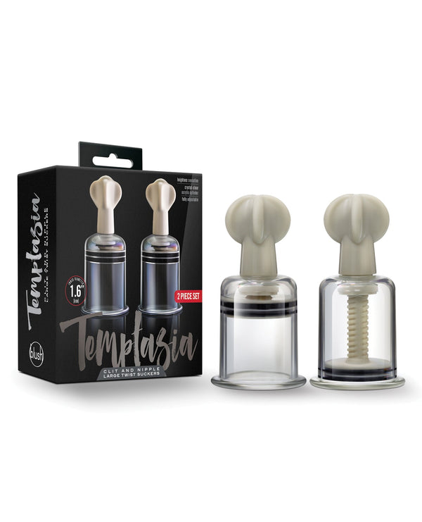 Temptasia Blush Temptasia Clit & Nipple Large Twist Suckers - Clear Set of 2