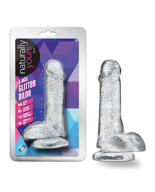 Naturally Yours Blush Naturally Yours 6" Glitter Cock - Sparkling Clear