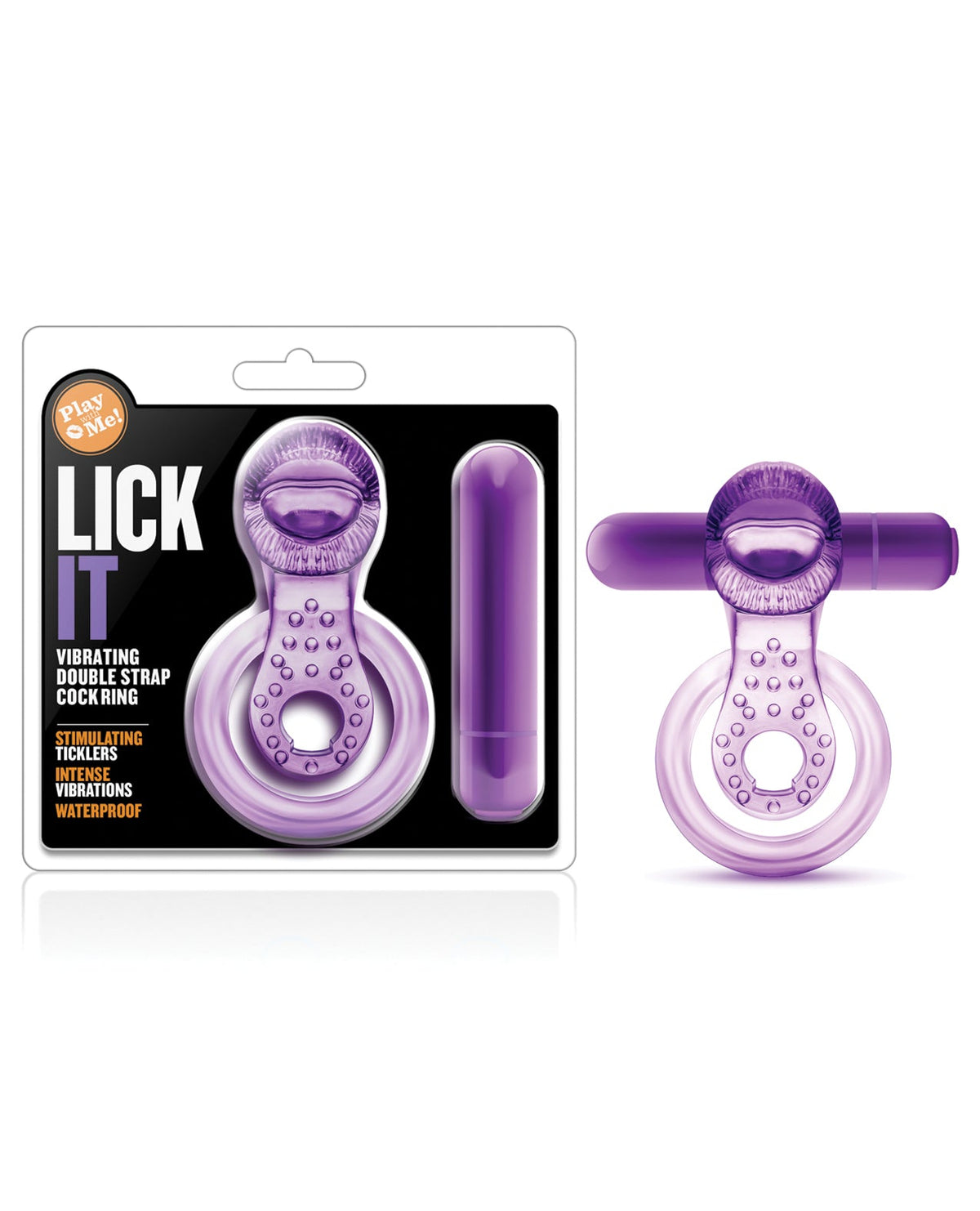 Play With Me Blush Play With Me Lick it Vibrating Double Strap Cockring - Purple