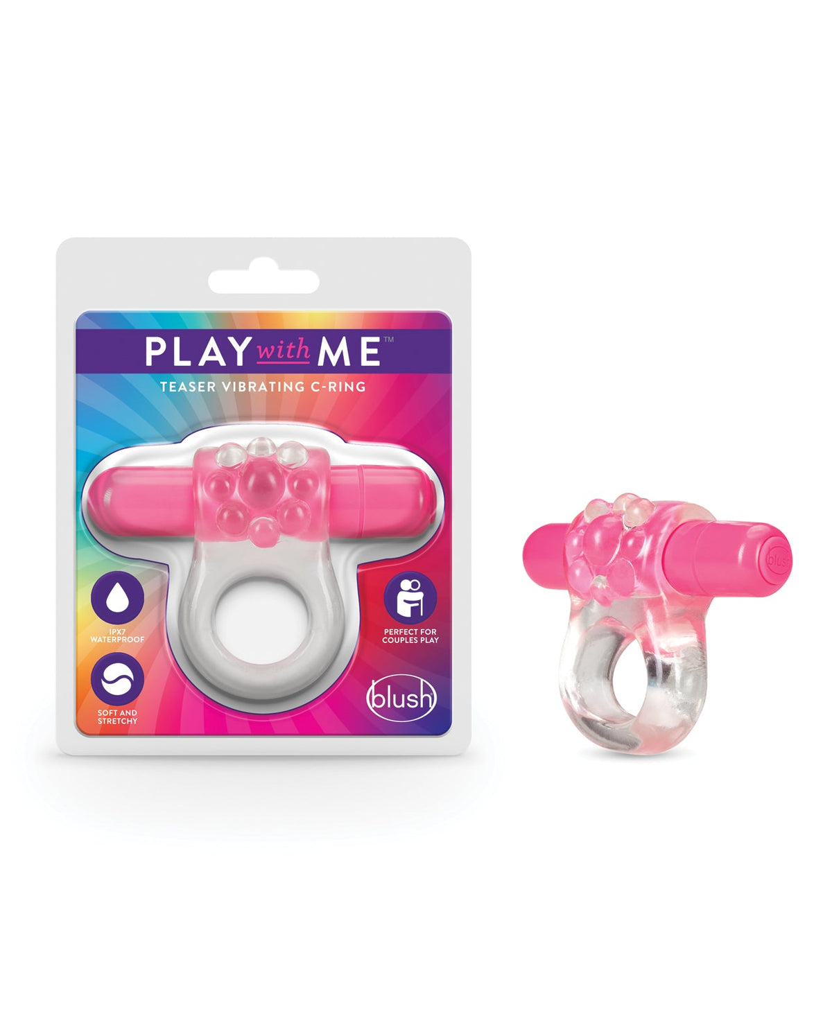 Play With Me Blush Play With Me Teaser Vibrating C Ring - Pink