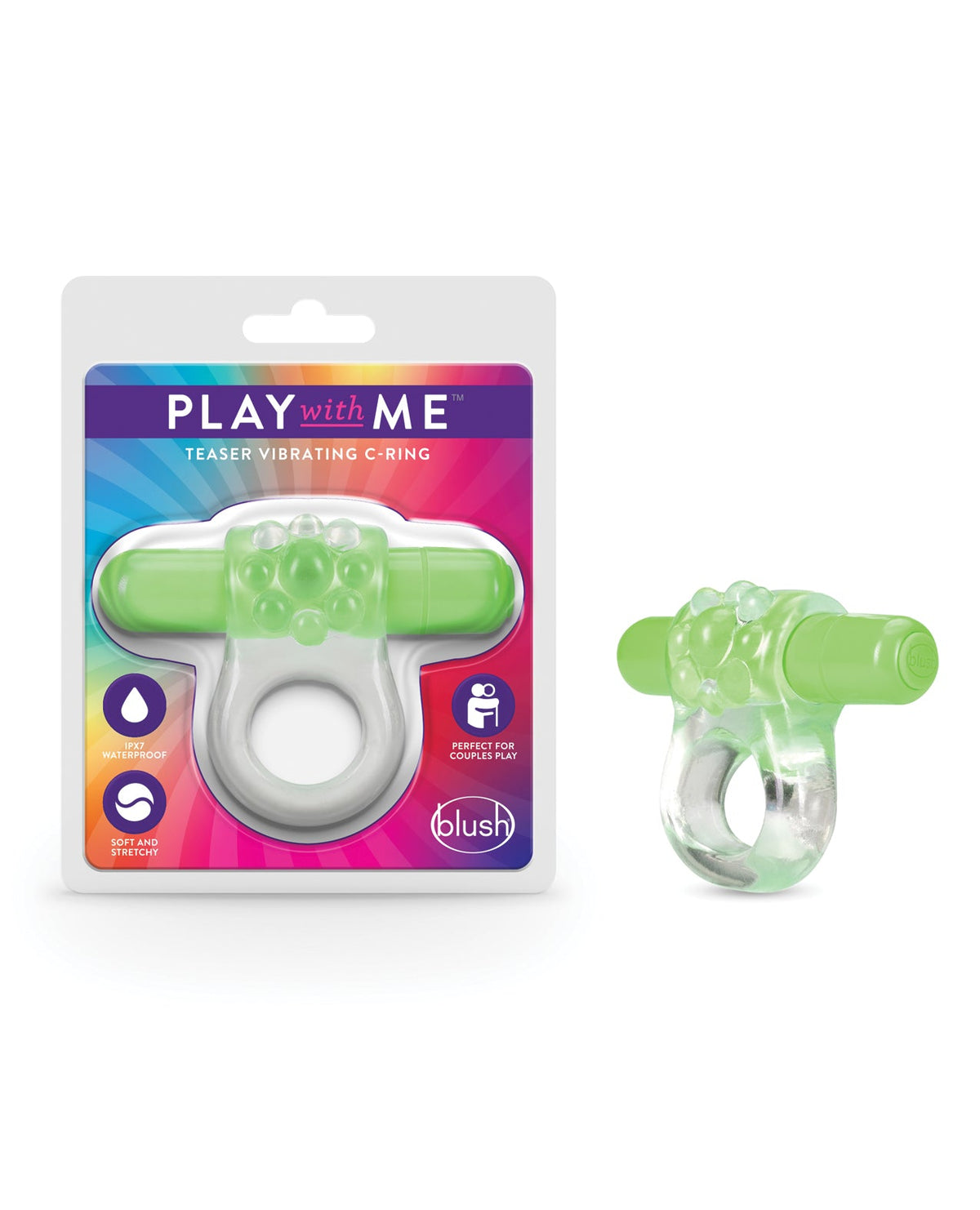 Play With Me Blush Play With Me Teaser Vibrating C Ring - Green