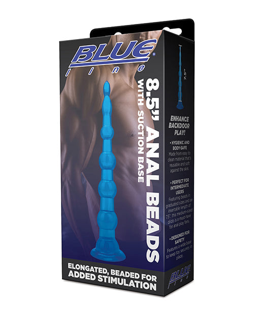 Blue Line Blue Line C & B 8.5" Anal Beads w/Suction Base - Jelly Blue