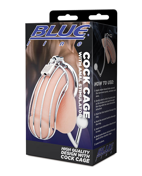 Blue Line Blue Line Cock Cage w/Anal Stimulator - Silver