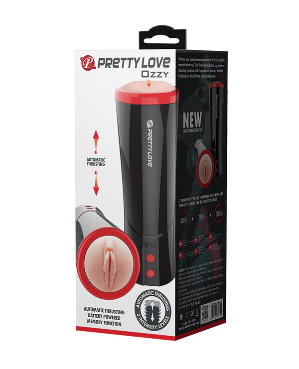 Pretty Love Pretty Love Ozzy Thrusting Male Masturbator w/Flesh Sleeve - Black