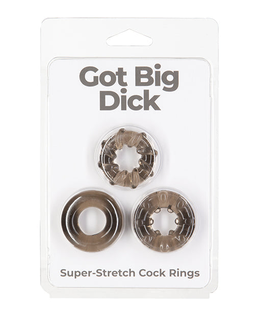 Power Bullet Got Big Dick 3 Pack Cock Rings - Black