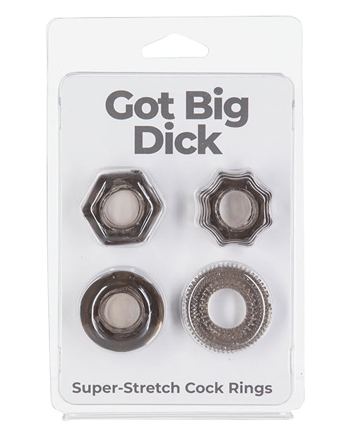 Power Bullet Got Big Dick 4 Pack Cock Rings - Black