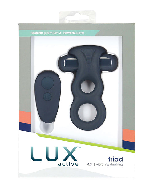 Lux Active Lux Active Triad 4.5" Vibrating Dual Ring w/Remote - Dark Blue