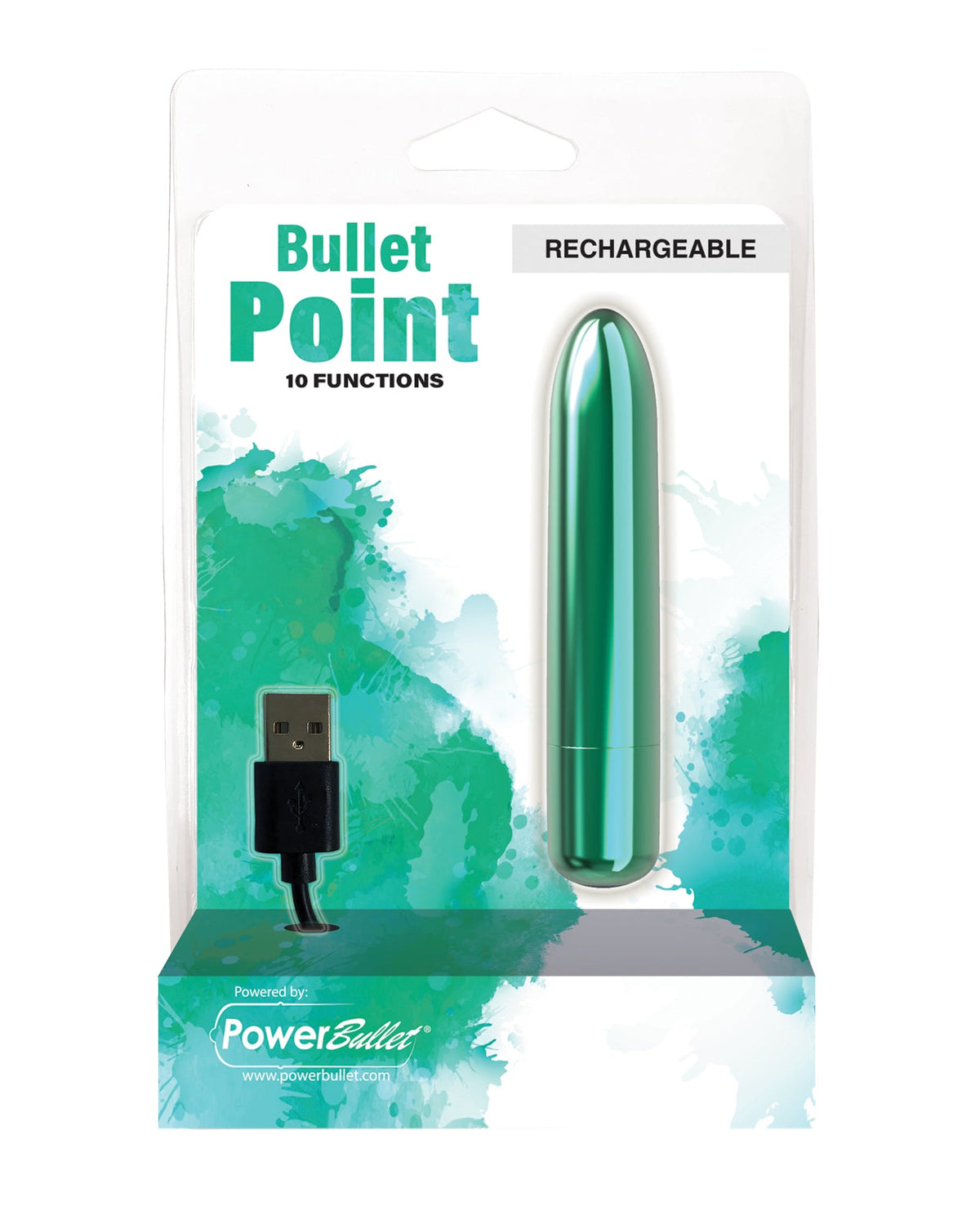 Power Bullet Bullet Point Rechargeable Bullet - 10 Functions Teal