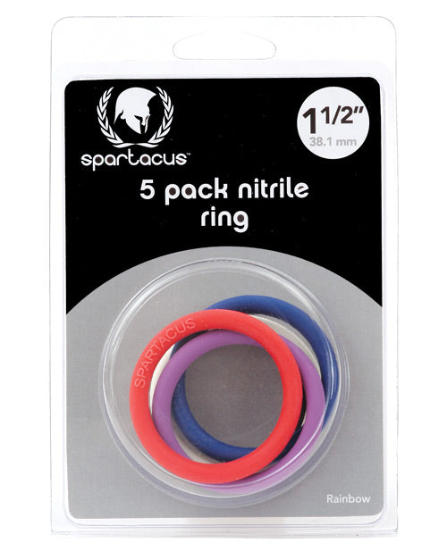 Spartacus Spartacus 1.5" Nitrile Cock Ring Set - Asst. Colors Pack of 5