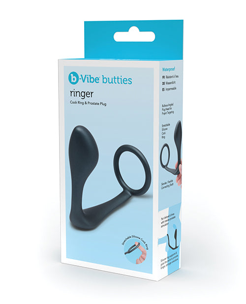 b-vibe b-Vibe Butties Ringer Cock Ring & Prostate Plug - Black