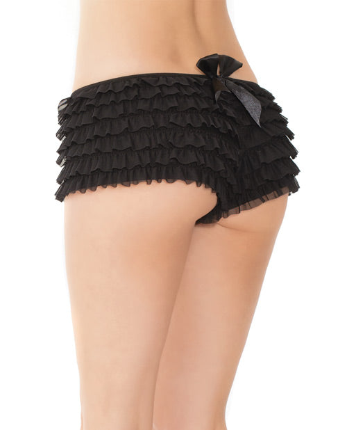 Coquette Ruffle Shorts w/Back Bow Detail Black O/S