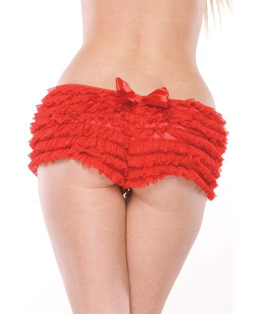 Coquette Ruffle Shorts w/Back Bow Detai Red O/S