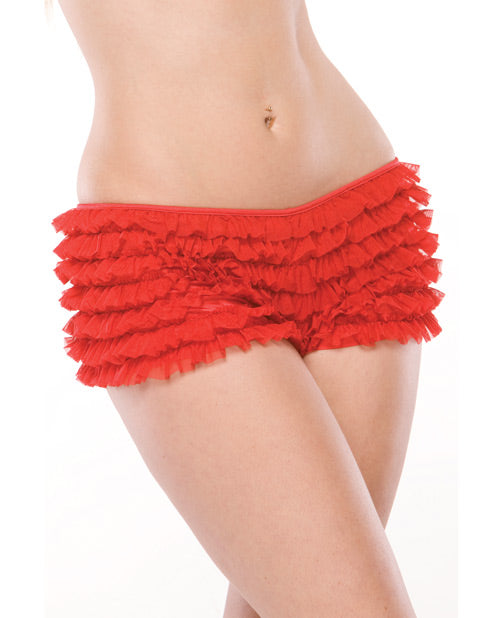 Coquette Ruffle Shorts w/Back Bow Detail Red OS/XL