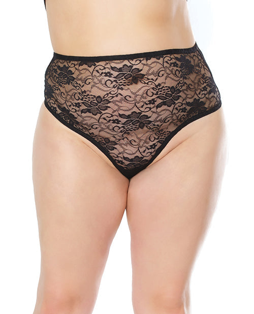Coquette Stretch Lace High Waist Thong Black OS/XL