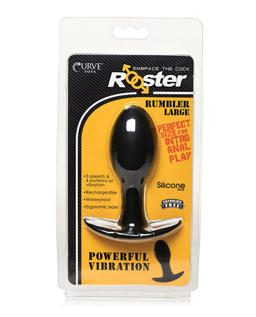 Rooster Curve Toys Rooster Rumbler Vibrating Silicone Anal Plug Large - Black