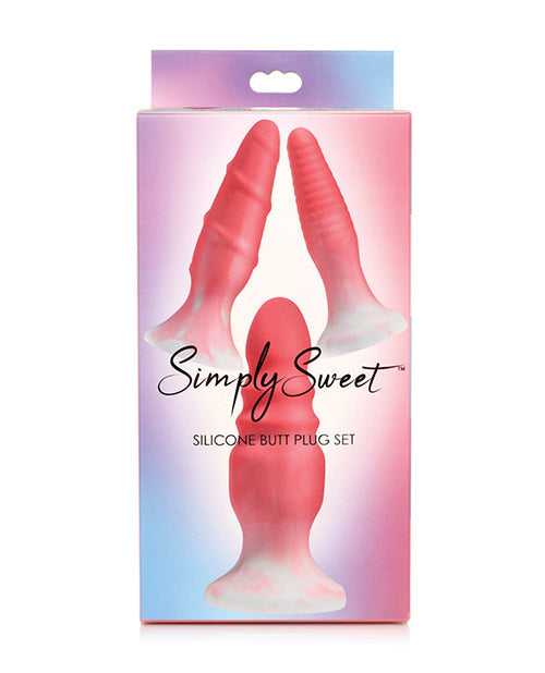 Simply Sweet Curve Toys Simply Sweet Silicone Butt Plug Set - Pink