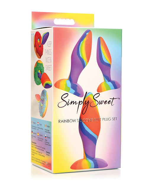 Curve Curve Toys Simply Sweet Rainbow Silicone Butt Plug Set