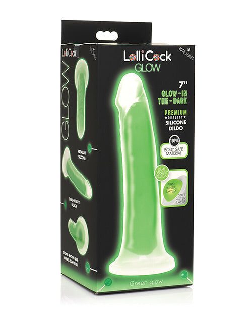 Lollicock Curve Toys Lollicock 7" Glow In The Dark Silicone Dildo - Green