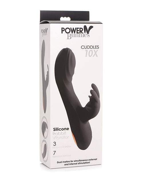 Power Bunnies Curve Toys Power Bunnies Cuddles 10x Silicone Rabbit Vibrator - Black