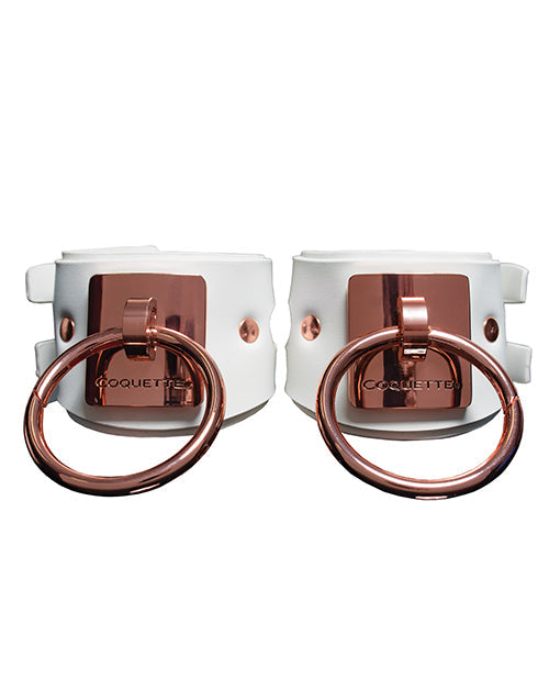 Coquette Pleasure Collection Pleasure Collection Adjustable Handcuffs - White/Rose Gold