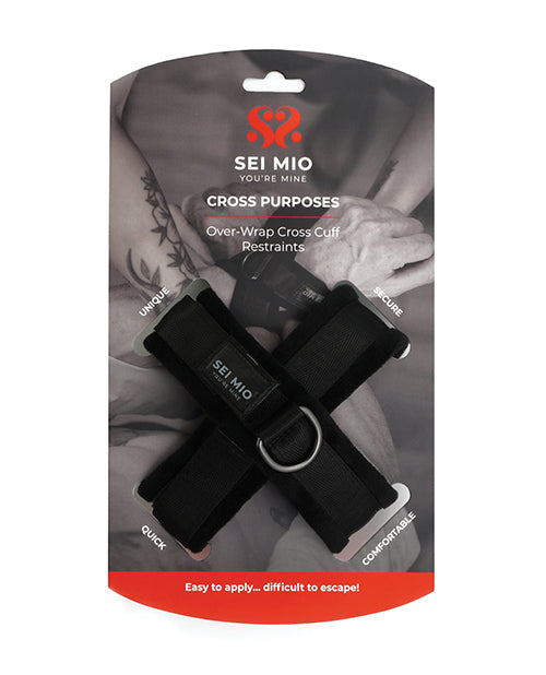 Sei Mio Sei Mio Cross Purposes Unique Over-Wrap Cross Cuff Restraints - Black