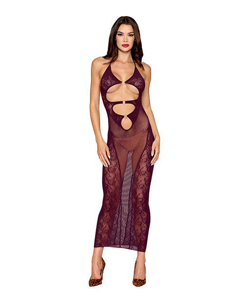 Black Diamond Seamless Gown w/Removable Shrug 2 pc Set - Cherry Lacquer O/S