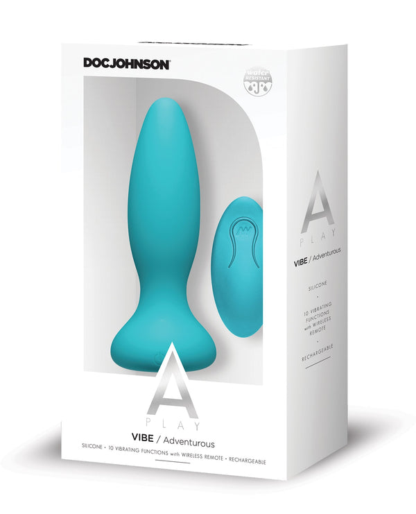 A-Play A Play Rechargeable Silicone Adventurous Anal Plug w/Remote - Teal