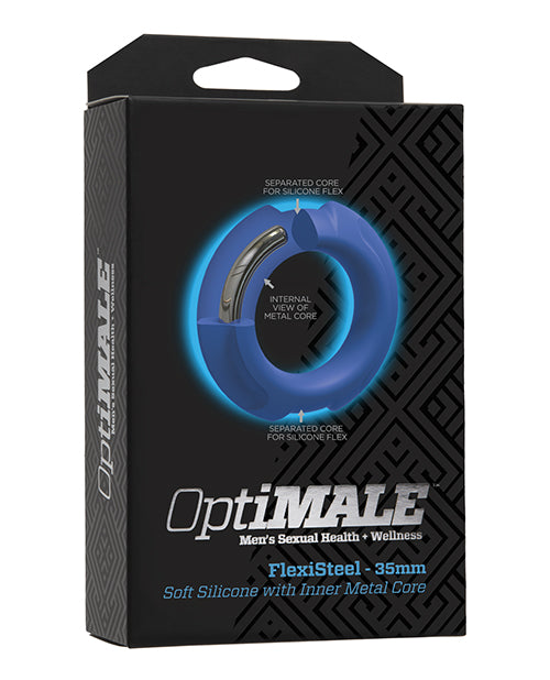 OptiMale OptiMale FlexiSteel Cock Ring - 35 mm Blue