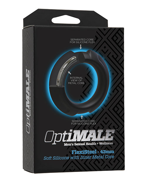OptiMale OptiMale FlexiSteel Cock Ring - 43 mm Black