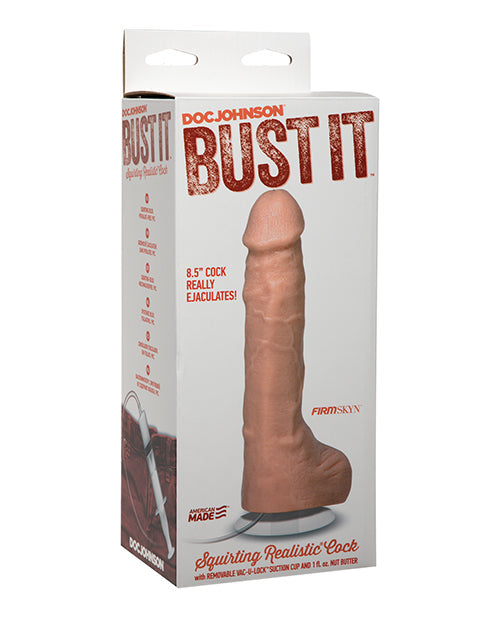Bust It Bust It Squirting Realistic Cock w/1 oz Nut Butter - Flesh