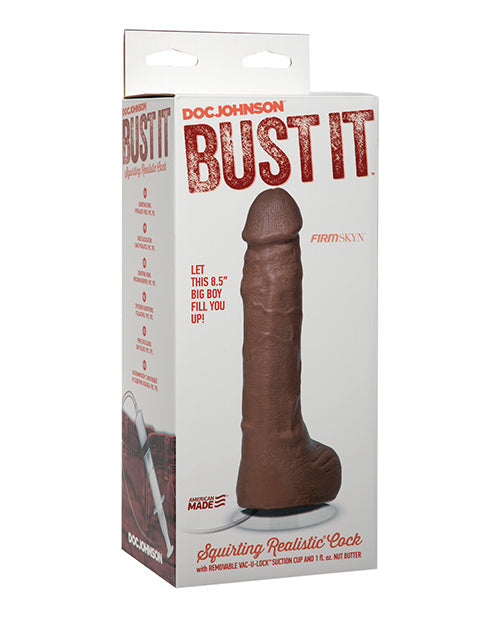 Bust It Bust It Squirting Realistic Cock w/1 oz Nut Butter - Brown