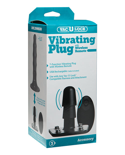 Vac-U-lock Vac-U-Lock Vibrating Remote Plug w/Snaps - Black