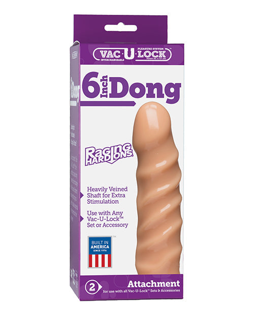 Vac-U-lock Vac-U-Lock 6" Raging Hard On Realistic Dong - White